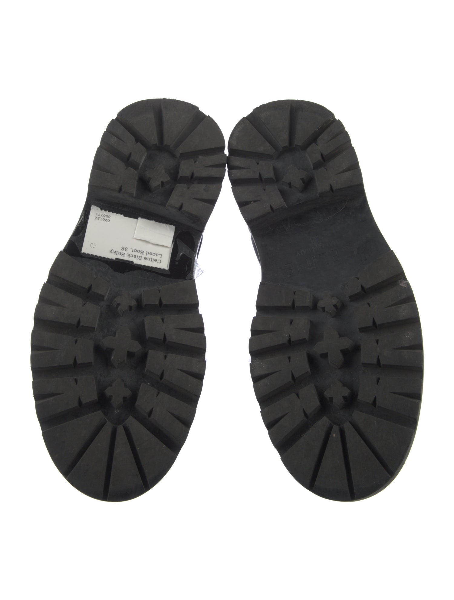 Celine Canvas Leather Trim Embellishment Combat Boots